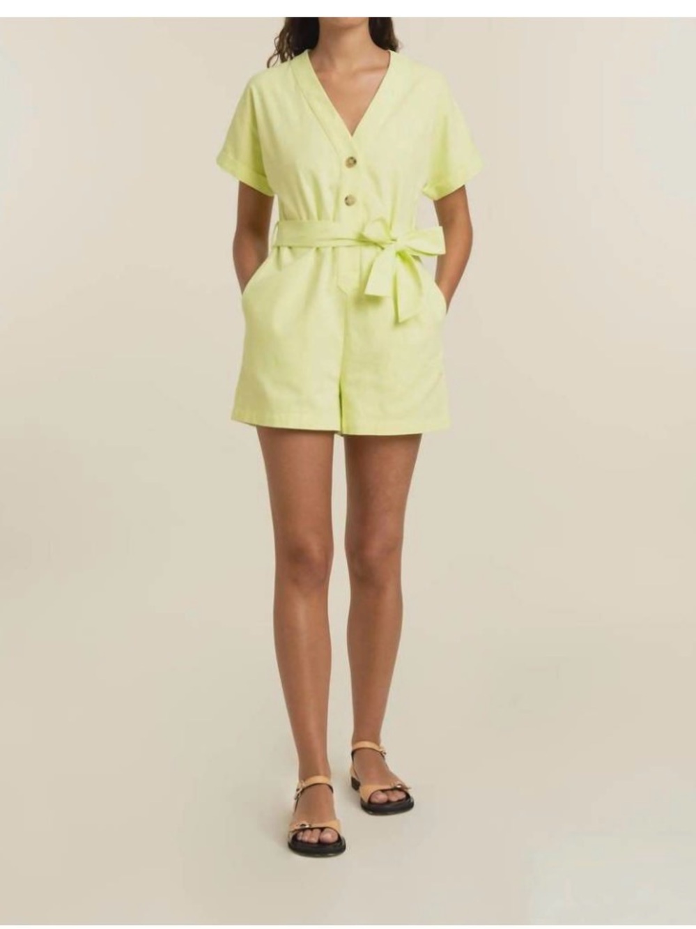 FRNCH lika woven romper in lime